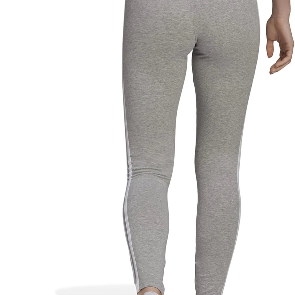 NWT ADIDAS Women's Essentials 3-stripe leggings in grey heather/white, S - Picture 3 of 7